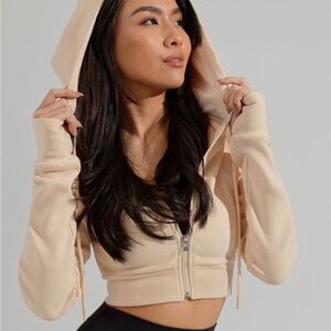 Cream Cropped Hoodie